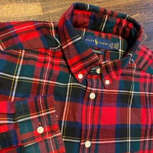 Ralph Lauren Performance Plaid Button Down Shirt Long Sleeve Youth Boys L 14-16